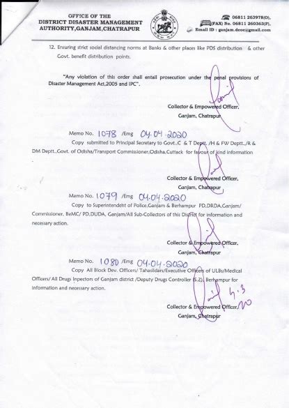 Request for change of working hours of Post Offices in the district of ...