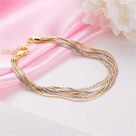 Tricolor Links Triple Tone-Plated 925 Sterling Silver Bracelet – Zavya