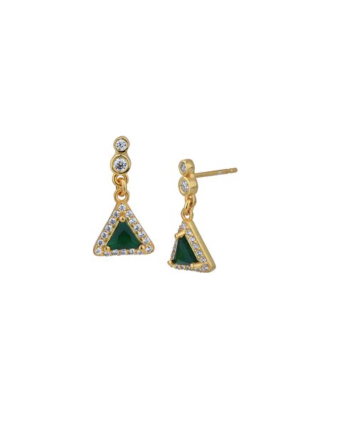 18kt Gold Plated with CZ Triangular Drop Earring for women – Carlton ...