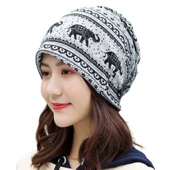 Buy Alexvyan White Printed Ponytail Beanie Winter and Autumn Skull Cap ...