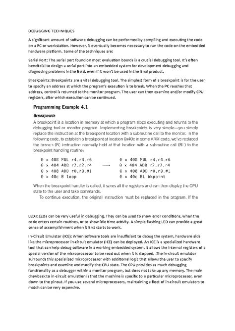 UNIT 4 - DEBUGGING TECHNIQUES A significant amount of software ...