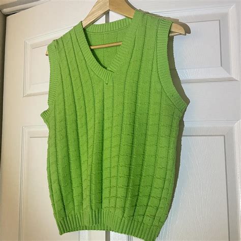 Vintage lime green sweater vest! Such a fun pop of... - Depop