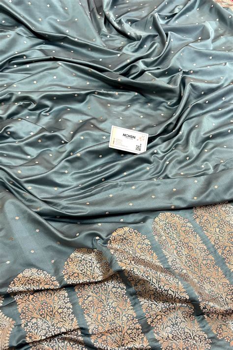 Grey Zari Katan Silk Banarasi Saree – Mohsin Textiles