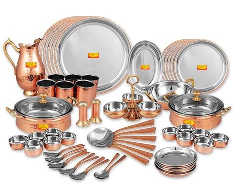 SHIV SHAKTI ARTS Stainless Steel Solid Copper Dinner Set | Thali Set ...