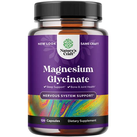 Pure Magnesium Glycinate 400mg per serving Capsules - Nature's Craft High Absorption Magnesium ...