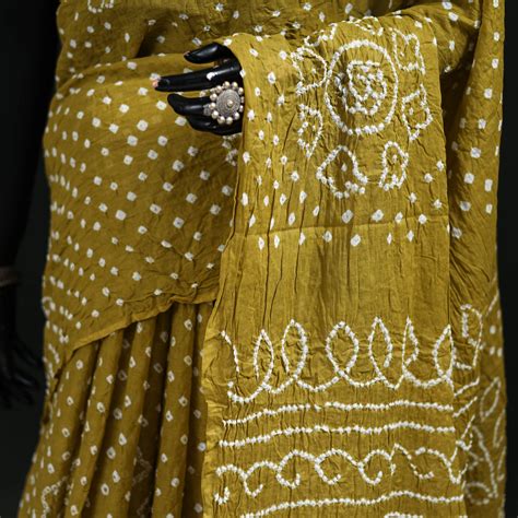 Green Kutch Bandhani Tie-Dye Cotton Saree