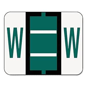 A-Z Color-Coded Bar-Style End Tab Labels, Letter W, Dark Green, 500 ...