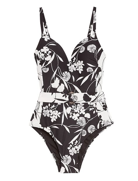 Buy Floral Belted Plunge Swimsuit at Marks & Spencer