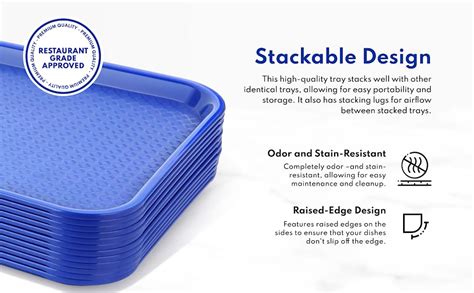 InnMart 12" x 16" Rectangular Restaurant Serving Trays, Non-Slip Food ...