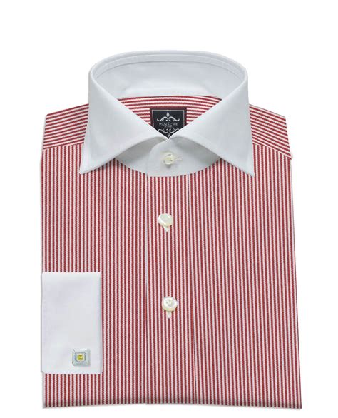 Red Striped Dress Shirts | White Collar And Cuff Shirts | Men Dress ...