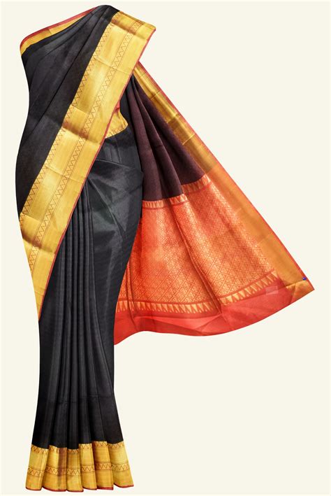 Black Handloom Silk Cotton Saree - Prasiddhi Silks