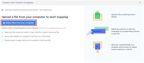 Upload E-Inv Data - Custom Template | Product Help and Support