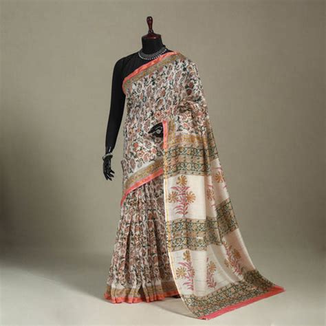 Sanganeri Print Sarees - Buy Sanganeri Block Print Sarees Online | iTokri
