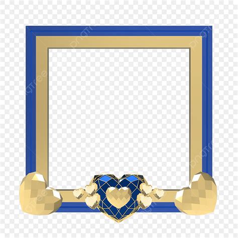 Heart Shaped Frame Clipart Hd PNG, Blue And Gold Square Frame Heart ...