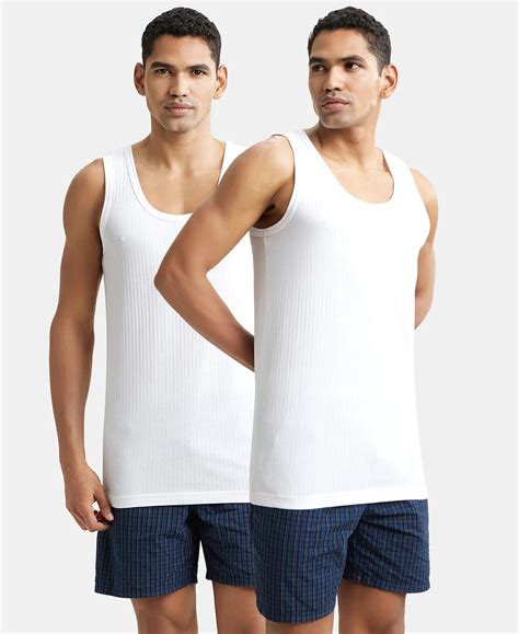 Buy Super Combed Cotton Round Neck Sleeveless Vest - White (Pack of 2 ...