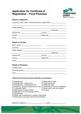 Fillable Online Application for Certificate of Registration Food ...