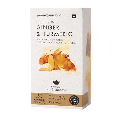Ginger and Turmeric Infusions Tagged Tea Bags 20 pk | Woolworths.co.za