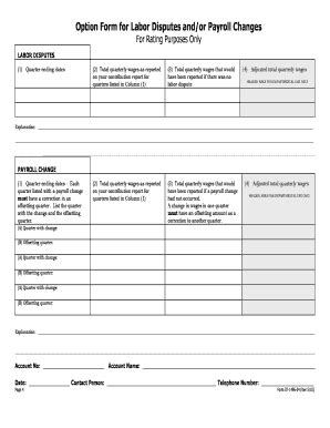 Labor Disputes and Payroll Changes Form - Blank Fillable Template ...
