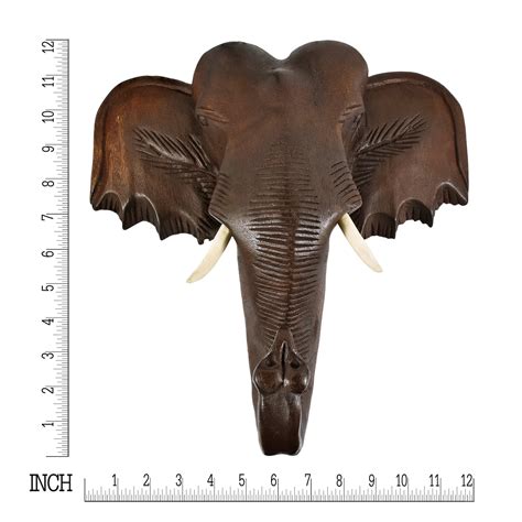 Buy Thai Elephant Head Sculpture Hand Carved Wall Art 12X12 Online at ...