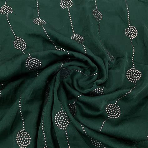 Buy Premium Dark Green Mukaish Work Bemberg Silk Fabric Online ...