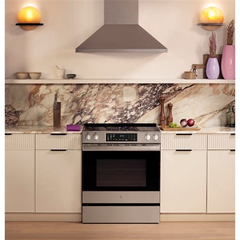 GE Profile 30-in 4 burners 5.3-cu ft , Air Fry Convection Oven Slide-In ...