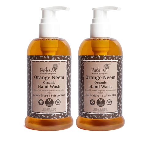 Rustic Art Organic Orange Neem Hand Wash | Natural & Vegan | Non-Drying ...