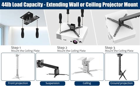 MOIZ Ceiling Mount Projector Kit 4 Feet Adjustable (Weight Capacity ...