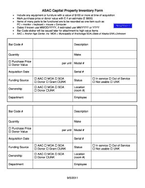 Fillable Online Furniture and Office Equipment Inventory Form Fax Email ...