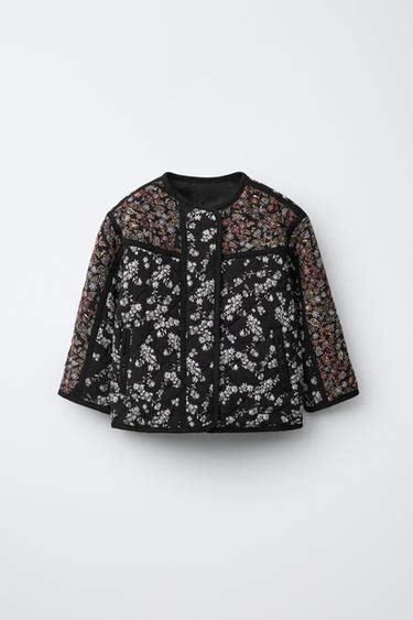 FLORAL PRINT PADDED JACKET - Black | ZARA India