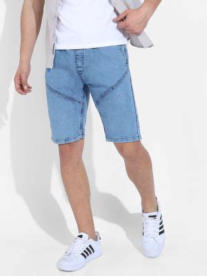 Buy Campus Sutra Men's Blue Contrast Stitch Denim Shorts Online