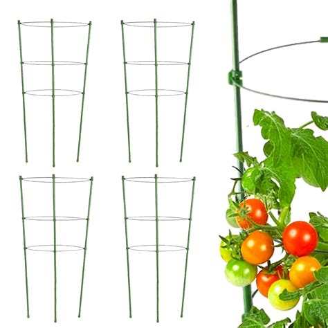 Tomato Cage Plant Support Cage for Garden 4 Pack, 18 Inch Tomato ...