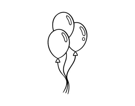 Drie verjaardagsballonnen doodle met de hand getekende icoon contour ...