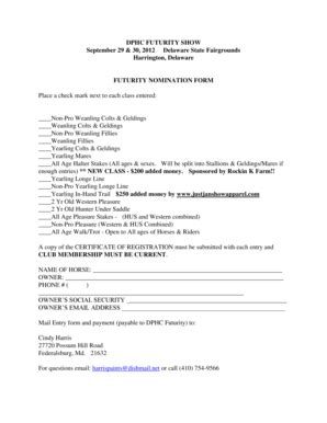 Fillable Online Futurity Nomination Form Fax Email Print - pdfFiller
