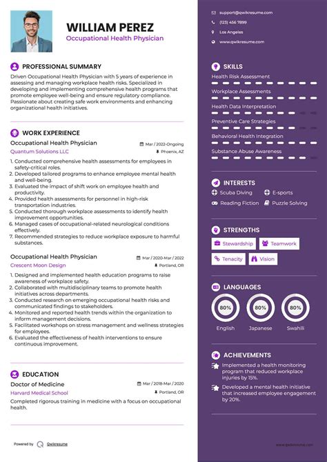10+ Occupational Health Physician Resume Samples & Templates for 2025