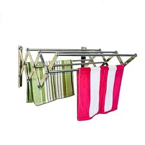 Bluevista Heavy Duty Stainless Steel 6 Rod Foldable Wall Mounted Cloth ...