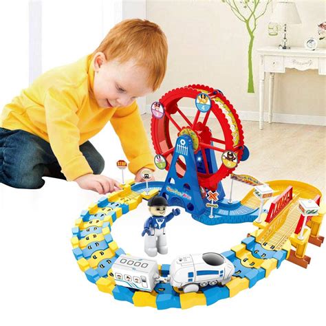 Buy JoyKidz Toy Electric Train Track Set with Ferris Wheel for Children ...