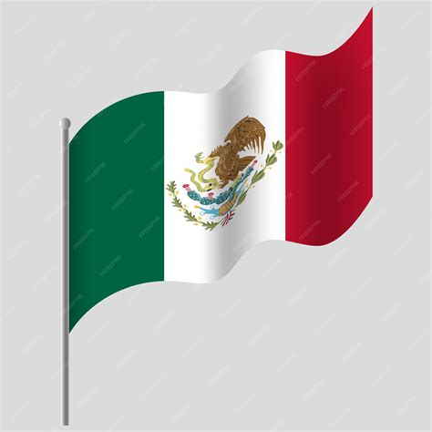 Premium Vector | Waved mexico flag mexican flag on flagpole vector ...