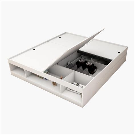 Buy Helios Reynan Frosty Queen Bed with Box Storage - White from Helios ...