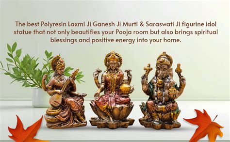 HNH CRAFTS Polyresin Laxmi Ganesh Saraswati Idol for Puja, Pooja Room ...