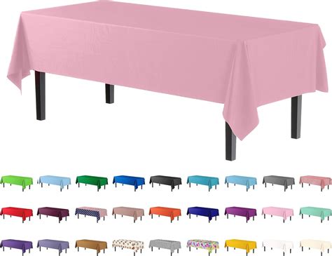Amazon.com: Exquisite Party Solids Pink Rectangular Plastic Tablecloth ...