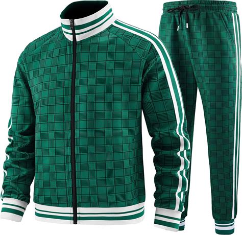 Aiozowa Men Tracksuits Full-zip Long Sleeve Plaid Track India | Ubuy
