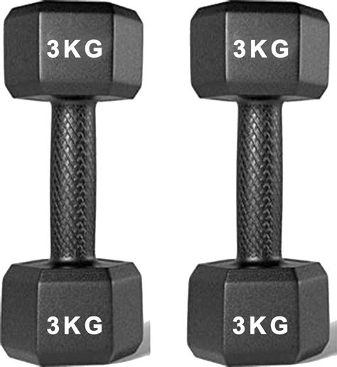 NSP Black PVC ll Set, 1 Pair , Hex , Home Gym 3KGS X 2PCS Fixed Weight ...