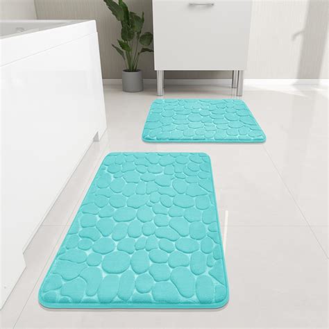 Amazon.com: YIHOUSE Bathroom Rugs Set, 2 Piece Cobblestone Memory Foam ...