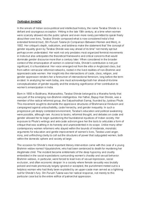 Tarabai Shinde: Pioneer of Feminism in 19th Century India - IPT Notes ...