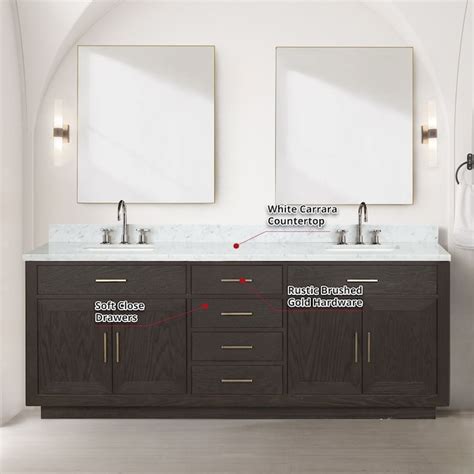 Lexora Gilroy 84-in Brown Oak Undermount Double Sink Bathroom Vanity ...