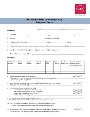 Uap Motor Vehicle Proposal Form - Fill and Sign Printable Template Online