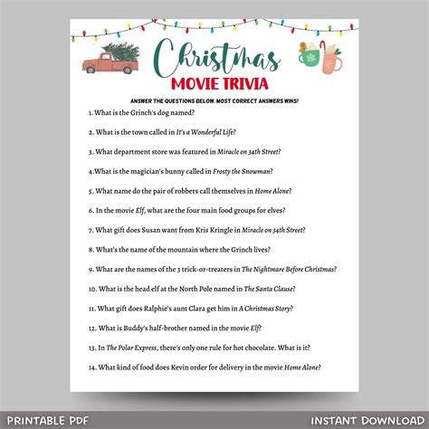 Christmas Vacation Trivia Questions Printable | Fanny Printable