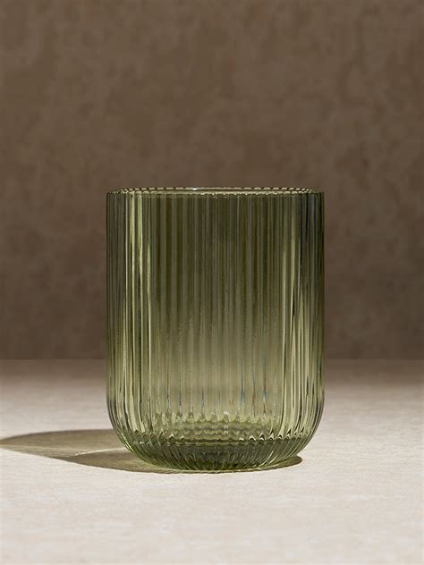 Buy Westside Home Green Ribbed Textured Water Glass from Westside
