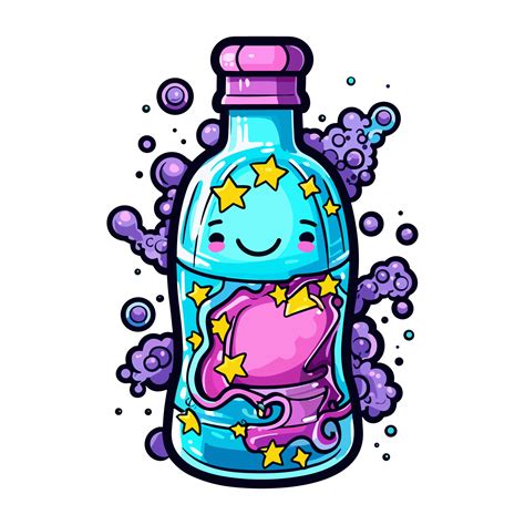 sparkling water sticker cool colors kawaii clip art illustration ...
