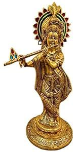 Buy LABHCART Lord Krishna Metal Statue,Krishna Murti Playing Flute for ...